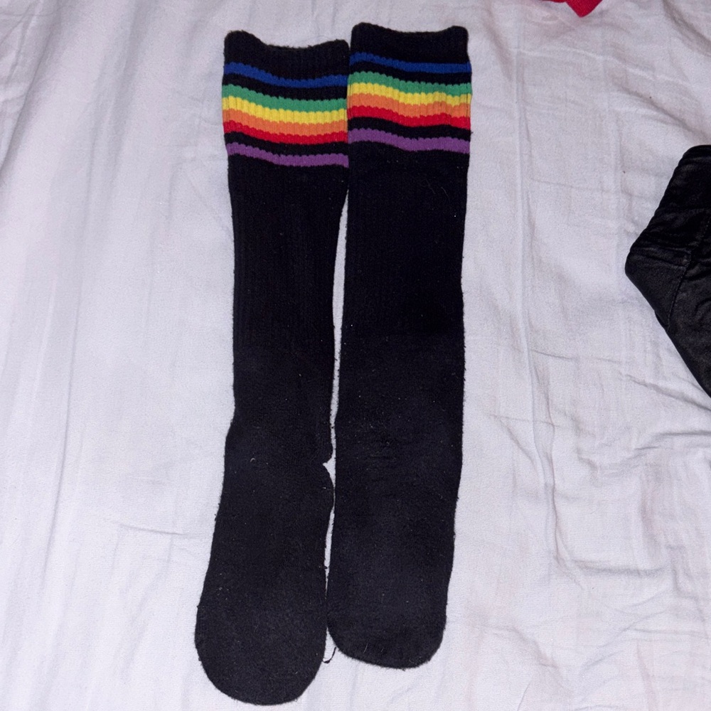Nasty Pig Black Socks with Rainbow Stripes pride - Picture 2 of 2